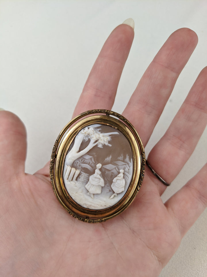Victorian Swivel Cameo Photo Brooch - Double Sided