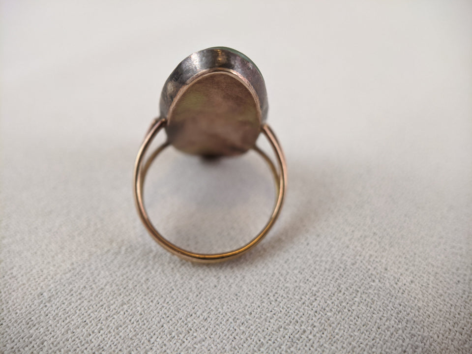 Georgian 18th Century Gold Memorial Sepia Ring | Size 7.25