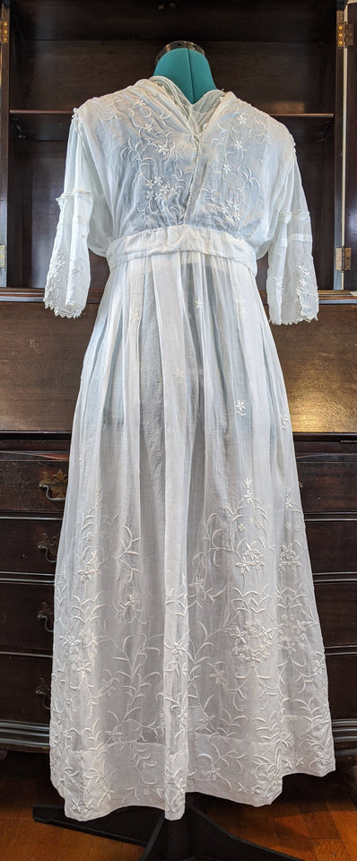 1910s Floral Whitework Dress