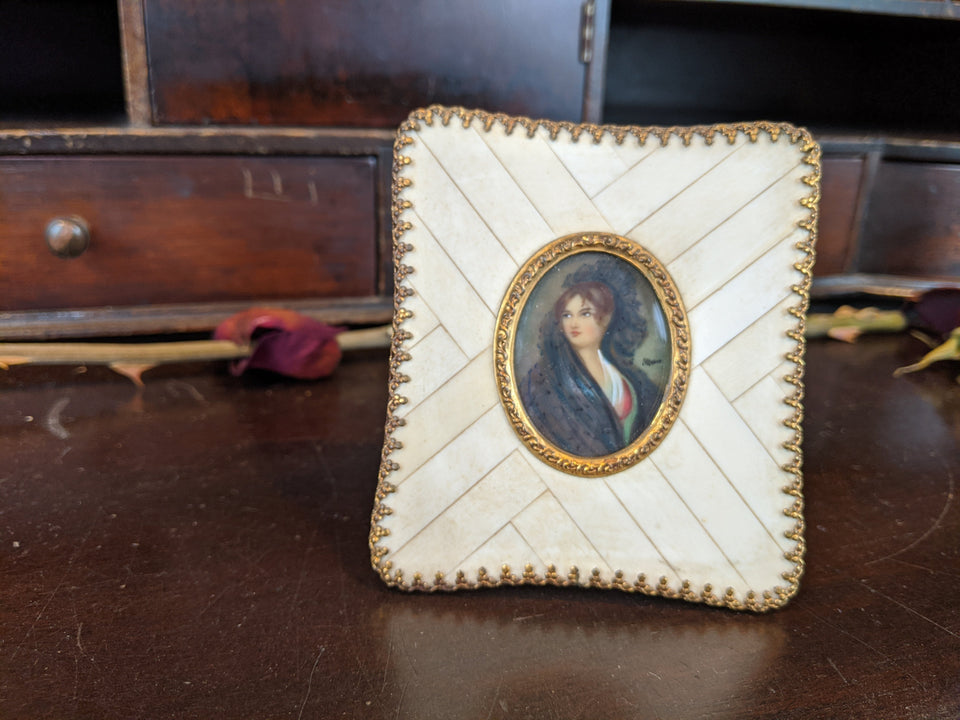 Late Victorian Grand Tour Hand Painted Portrait Miniature
