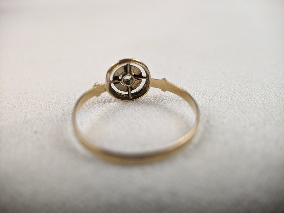 Edwardian 18k Gold Diamond Ring with Platinum Top