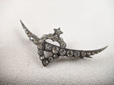 Victorian Silver Witch's Heart Crescent Moon Brooch