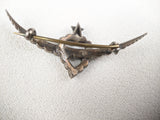 Victorian Silver Witch's Heart Crescent Moon Brooch
