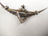 Victorian Silver Witch's Heart Crescent Moon Brooch