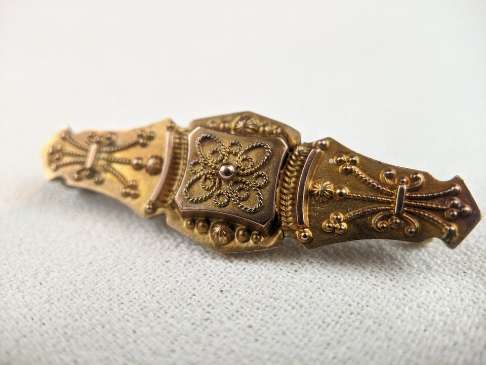 Victorian 9k Gold Hair Brooch