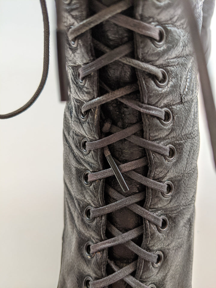 1910s-1920s Black Lace Up Boots | Approx Sz 6-6.5