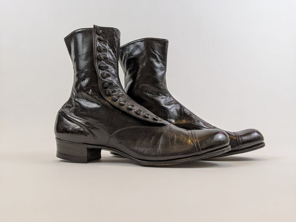 RESERVED — 1910s Black Side Button Boots | Approx Sz 8.5-9