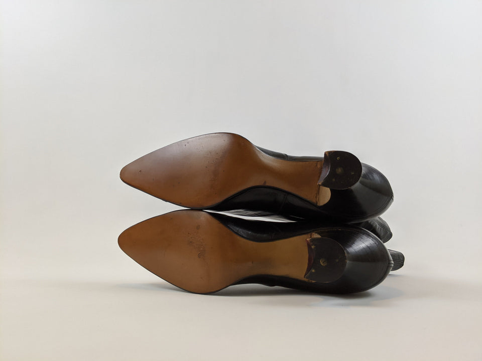1920s Black Lace Up Louis Heel Boots | Approx Sz 6.5-7