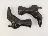 1920s Black Lace Up Louis Heel Boots | Approx Sz 6.5-7