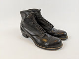 RESERVED | 1910s Black Lace Up Boots | Approx Sz 7.5-8
