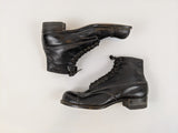 RESERVED | 1910s Black Lace Up Boots | Approx Sz 7.5-8