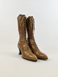 1920s Tan Lace Up Louis Heel Boots | Approx Sz 5
