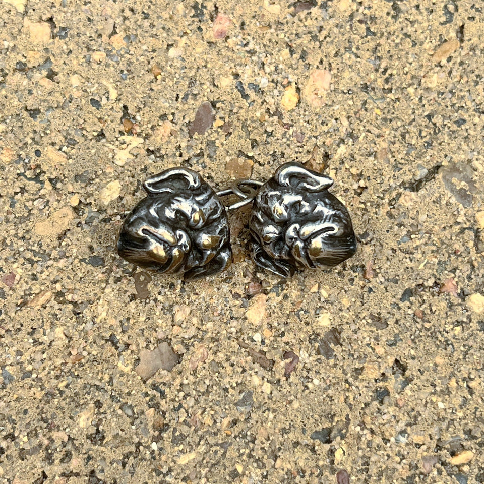 19th c. Silver Bulldog Earrings
