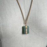 Mid-Late 19th c. Jade Book + 14k Buckle Pendant