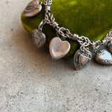 Vintage Sterling Silver Puffy Heart Charm Bracelet