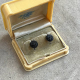 Late 19th c. Carved Jet Forget Me Not Earrings