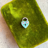 c. 1910s-1920s Sterling Silver Guilloche Enamel Heart Padlock Clasp / Pendant
