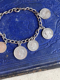 c. 1940s Sterling Silver Coin Bracelet