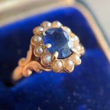 c. 1890s-1900s 12k Gold Sapphire Pearl Ring
