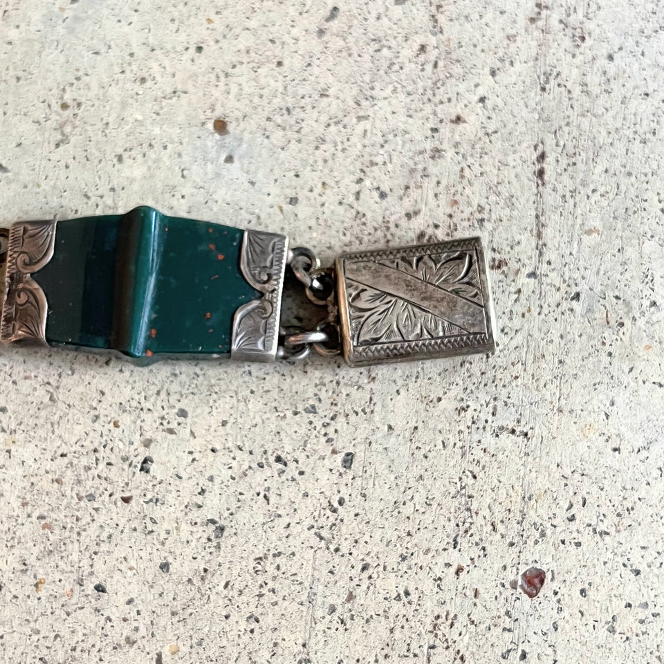 19th c. Silver Scottish Agate Bracelet