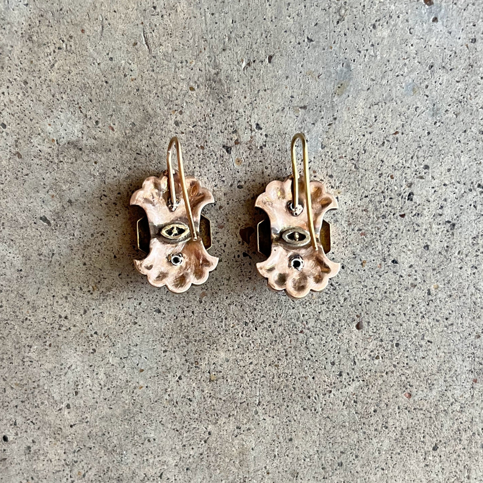 c. 1870s-1880s 14k Gold Taille d'Epargne Earrings