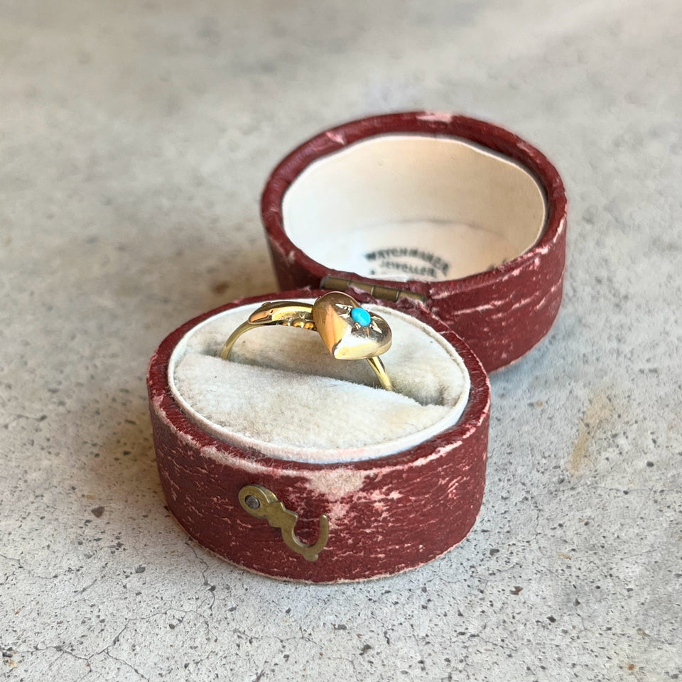 19th c. 9k Gold Snake Heart Ring