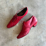 c. 1890s Red Leather Oxfords