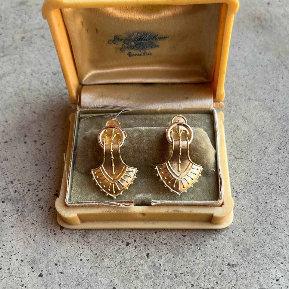 c. 1880s Gold Plated Earrings with 14k Gold Ear Wires