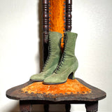 c. 1910s-1920s Green Suede Booots