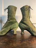 c. 1910s-1920s Green Suede Booots