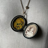 RESERVED c. 1870s-1880s Faceted Jet + Split Pearl AEI Locket