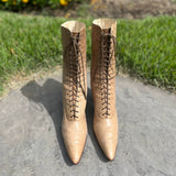 c. 1910s-1920s Tan Louis Heel Boots | Approx Sz 7.5-8