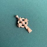 19th c. Silver Cross + Pink Shells Pendant