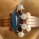 c. 1890s 10k Gold Cat's Eye Pearl Ring