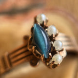 c. 1890s 10k Gold Cat's Eye Pearl Ring