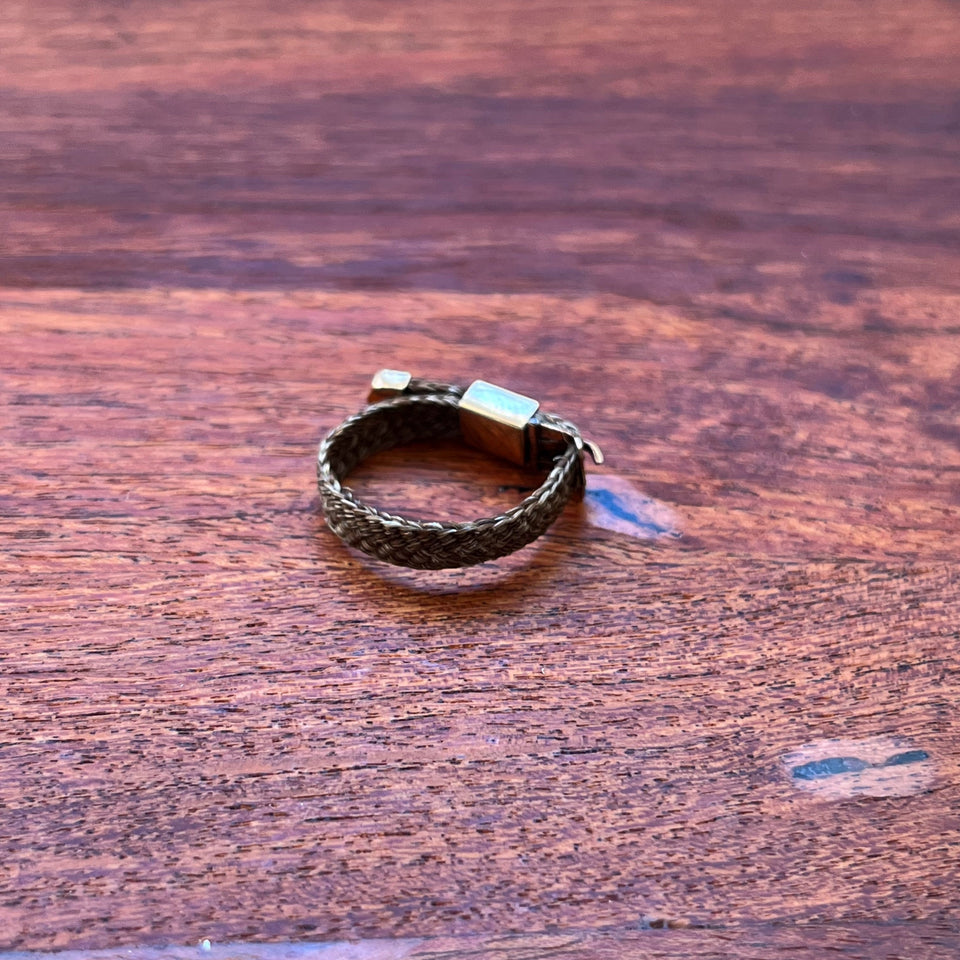 c. 1860s-1880s Woven Hair + 14k Buckle Ring