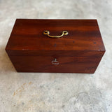 1810s Wooden Jewelry Box with Mirror + Key