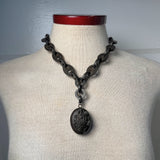 c. 1880s-1890s Vulcanite Locket Necklace