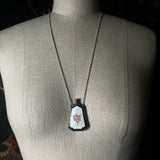 Art Deco Silver Guilloche Enamel Perfume Bottle Necklace