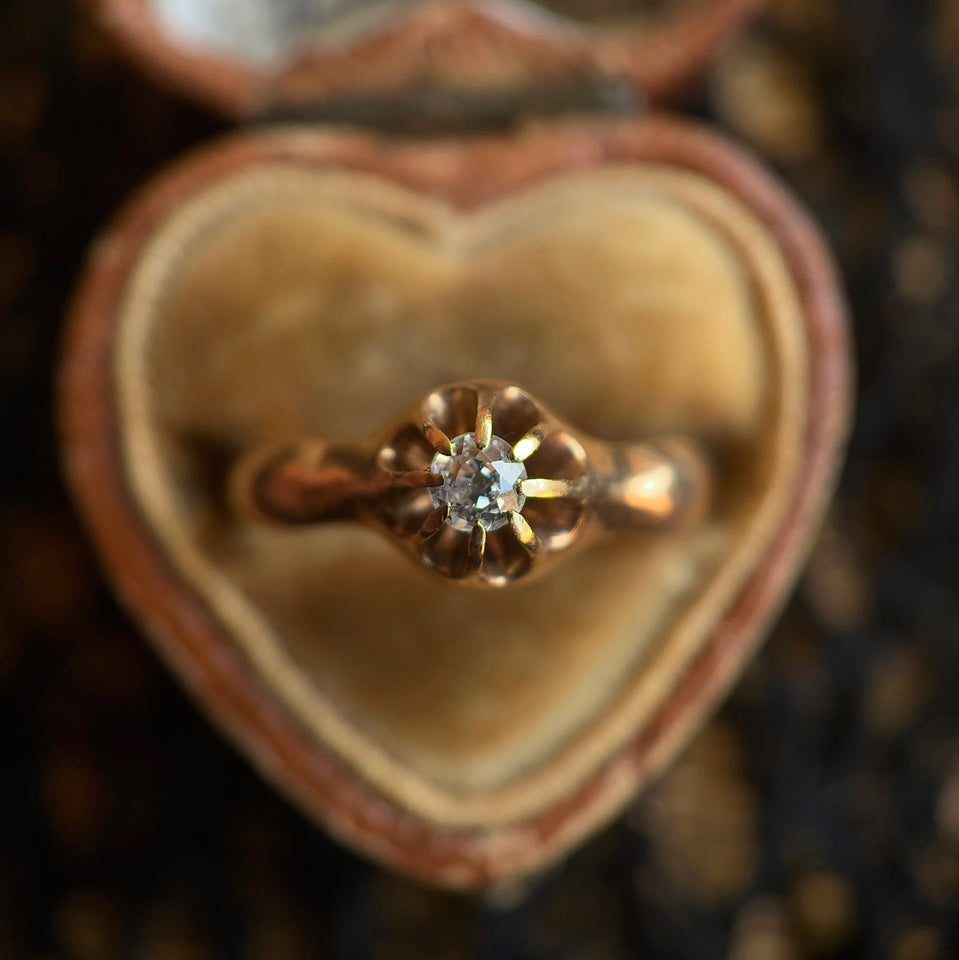 c. 1900s-1910s 14k Gold Belcher Set Diamond Ring