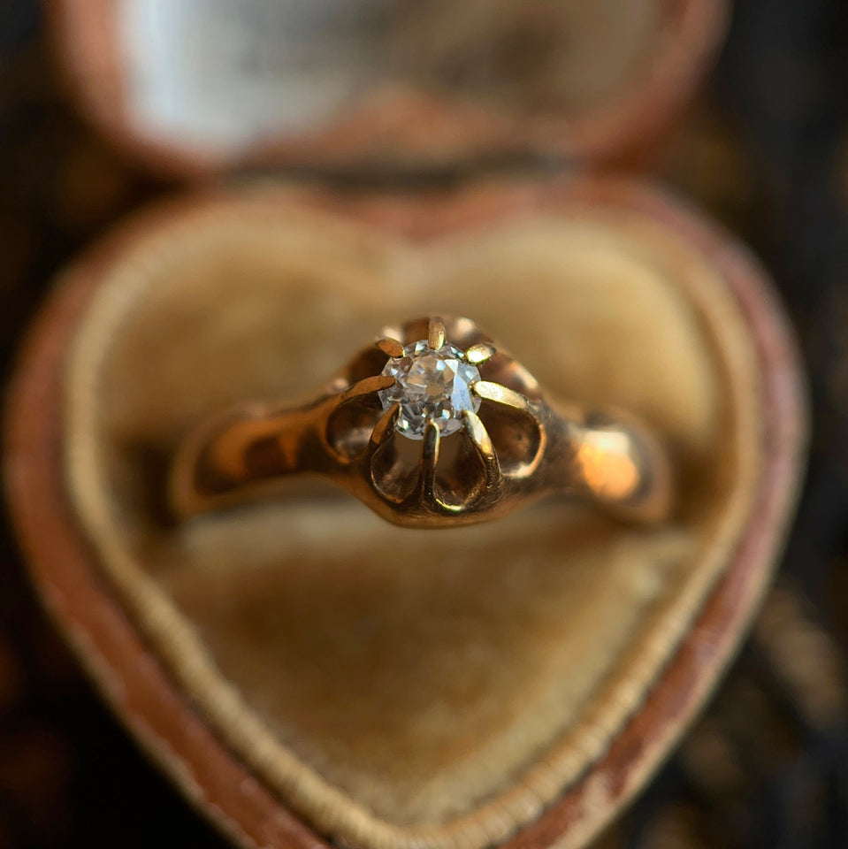 c. 1900s-1910s 14k Gold Belcher Set Diamond Ring