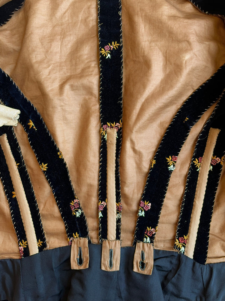 c. 1880s Velvet Embroidered Bodice