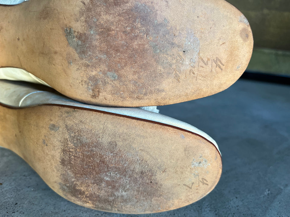 c. 1870s White Leather Slippers