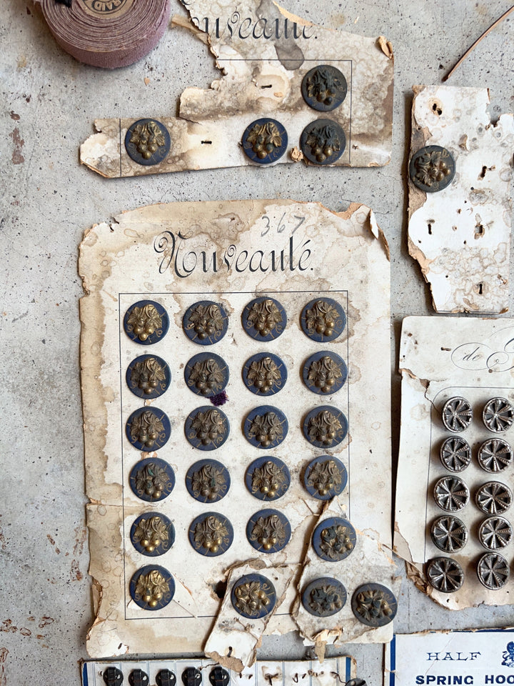Large Lot of Antique Buttons + Notions 500+ Pcs