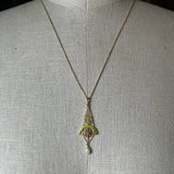 c. 1900s-1910s Plique a Jour Lavaliere Necklace