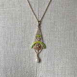c. 1900s-1910s Plique a Jour Lavaliere Necklace