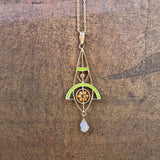 c. 1900s-1910s Plique a Jour Lavaliere Necklace