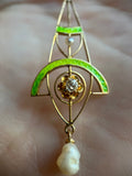 c. 1900s-1910s Plique a Jour Lavaliere Necklace