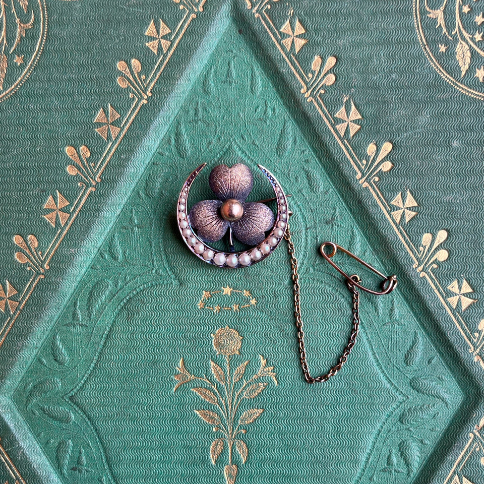 c. 1890s-1900s Moon Shamrock Brooch