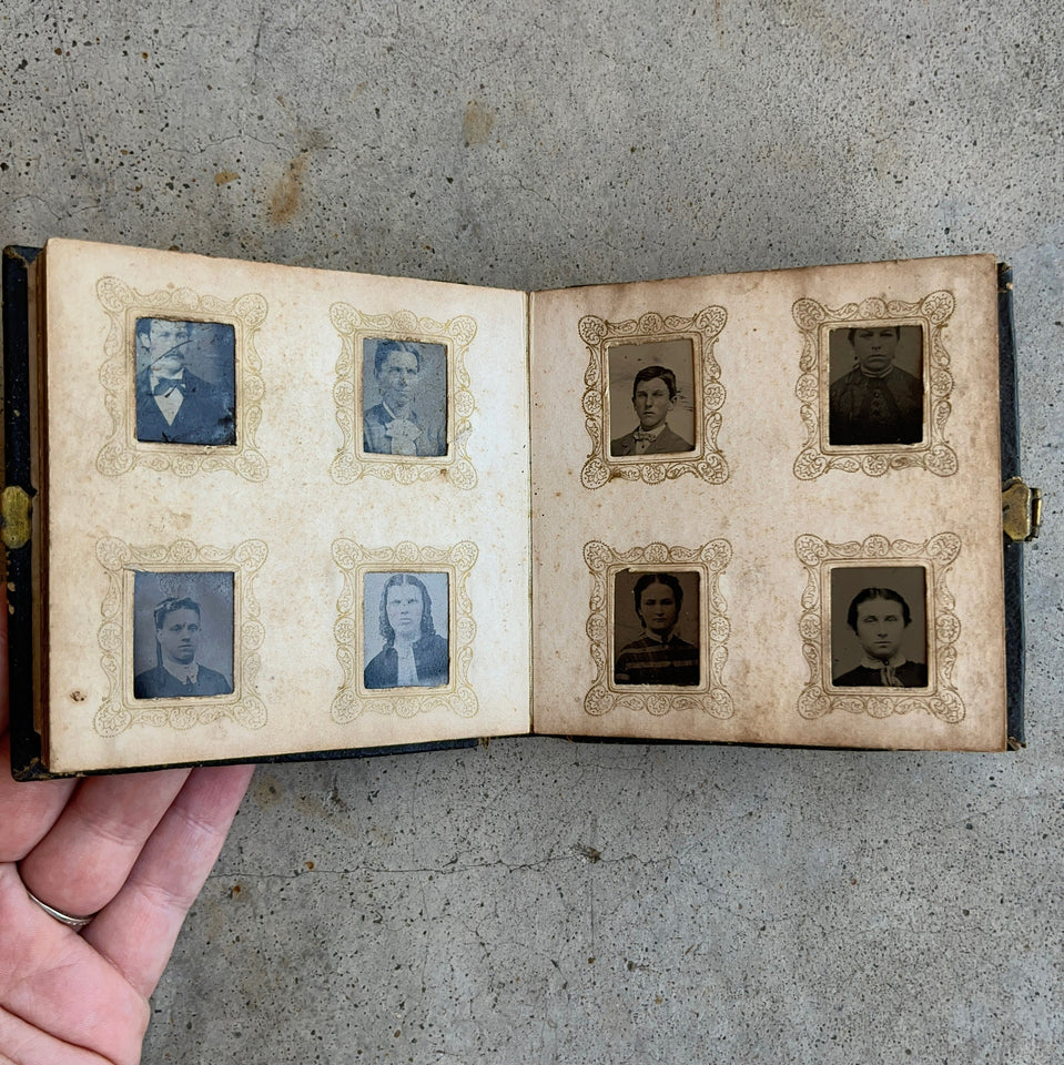 c. 1860s Miniature Gem Tintype Photo Album